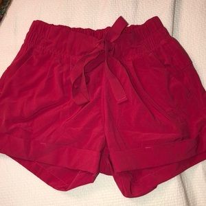 Pink lululemon tie waist shorts